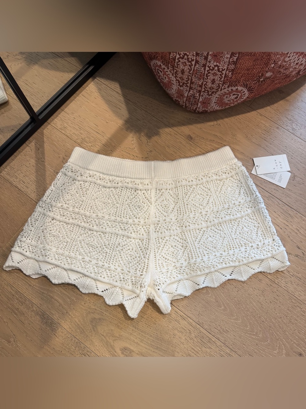 Cream Crochet Knit Shorts NWT- Size M | Boho Festival Resortwear